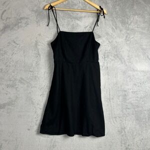 ✨ 2/$35 Old Navy Womens Black Linen Blend Tie Strap Mini Dress M Coastal